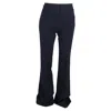 Victoria Beckham Flared Trousers In Navy Blue Wool In Blue