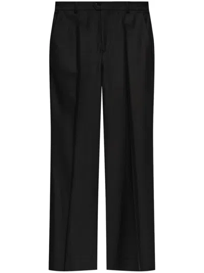 Victoria Beckham Flared Wool Blend Trousers With Classic Waistband In Black