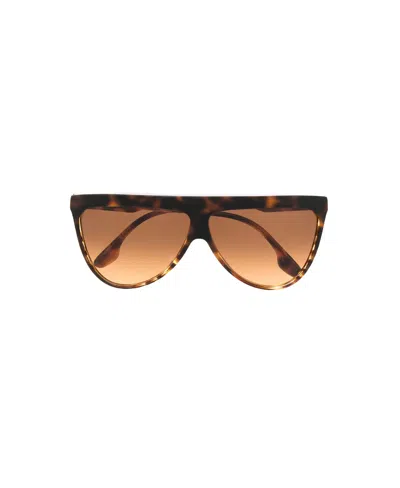 Victoria Beckham Flat Top V Aviator-frame Sunglasses In Brown
