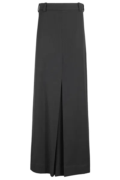 Victoria Beckham Floor Length Box Pleat Skirt In Black