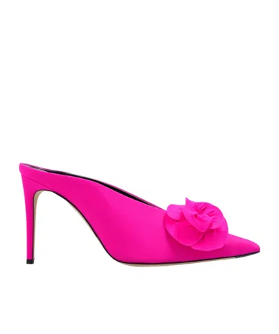 Victoria Beckham Floral-applique Detail 100mm Mules In Pink