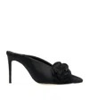 Victoria Beckham Floral-applique Satin Mules In Black