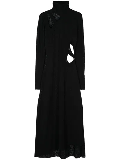 Victoria Beckham Floral-embroidery Dress In Black  