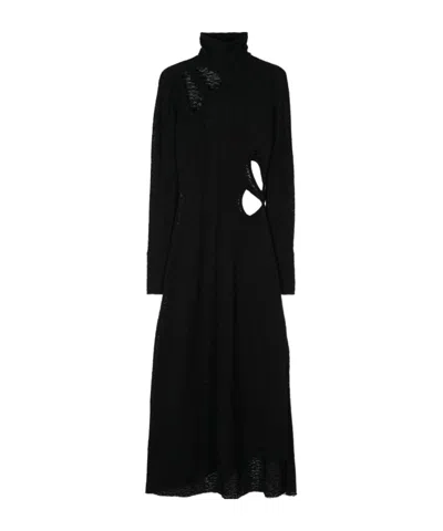 Victoria Beckham Floral-embroidery Dress In Black