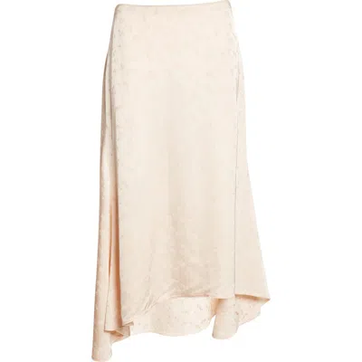 Victoria Beckham Floral Jacquard Asymmetric Satin Midi Skirt In Pink