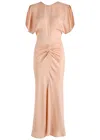 Victoria Beckham Light Pink Damask Dress With Gathering