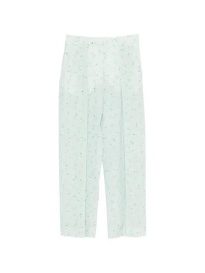 Victoria Beckham Floral Palazzo Pants In Green
