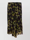 Victoria Beckham Floral Pattern Asymmetric Hem Midi Skirt