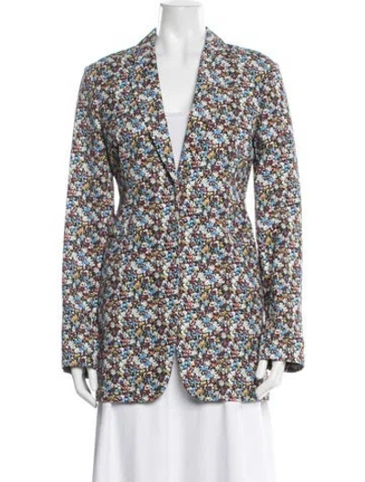Pre-owned Victoria Beckham Floral Print Blazer In Blue