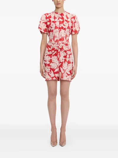 Victoria Beckham Floral-print Gathered Mini Dress In Multi