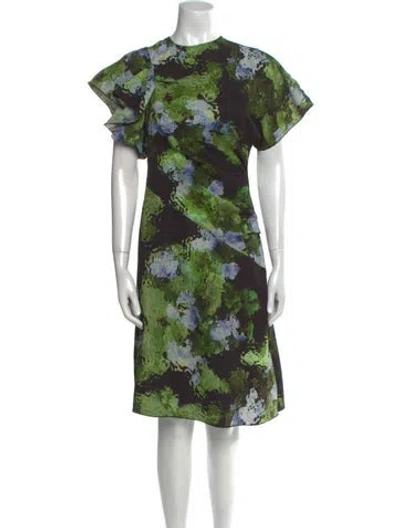 Pre-owned Victoria Beckham Floral Print Knee-length Dress In Green
