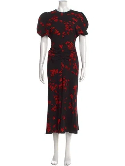 Pre-owned Victoria Beckham Floral Print Long Dress In Black