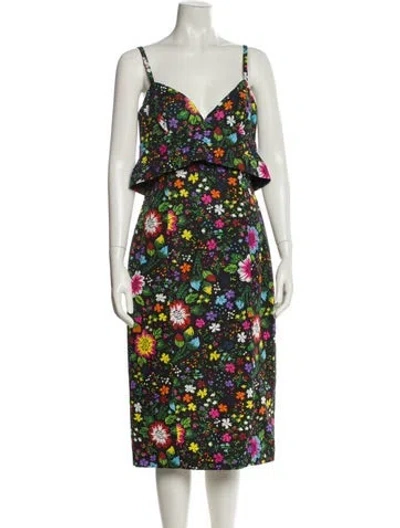 Pre-owned Victoria Beckham Floral Print Midi Length Dress In Multi