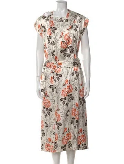 Pre-owned Victoria Beckham Floral Print Midi Length Dress In Orange