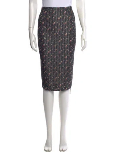 Pre-owned Victoria Beckham Floral Print Midi Length Skirt In Black