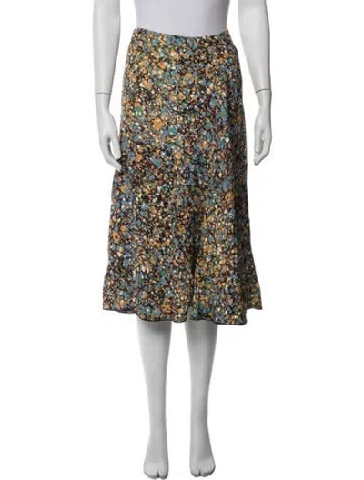 Pre-owned Victoria Beckham Floral Print Midi Length Skirt In Blue