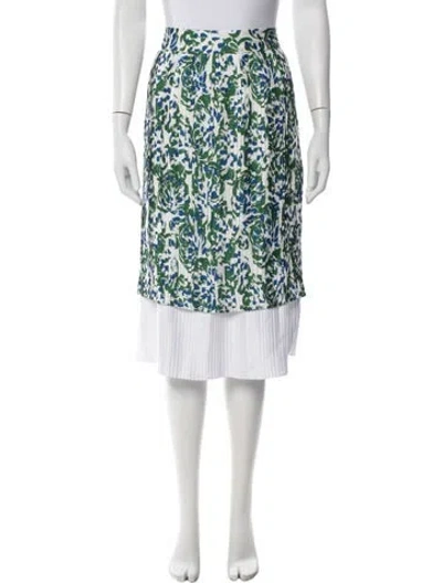Pre-owned Victoria Beckham Floral Print Midi Length Skirt In Green