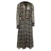 Victoria Beckham Floral Print Pleated Midi Dress In Multicolor Silk In Gray