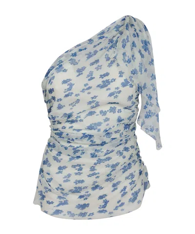 VICTORIA BECKHAM VICTORIA BECKHAM FLORAL PRINTED ONE SHOULDER DRAPED TOP