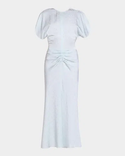 Victoria Beckham Floral Satin Gathered-waist Maxi Dress In White