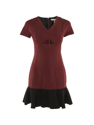 Pre-owned Victoria Beckham Flounced Hem Mini Dress In Red