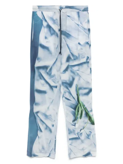 Victoria Beckham Flowers Satin Pyjama Trousers In Blue
