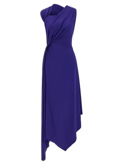 Victoria Beckham Sleeveless Twisted Asymmetric Midi Dress In Purple
