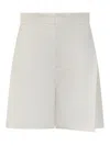 Victoria Beckham Off-white Pleat Detail Culotte Shorts In White