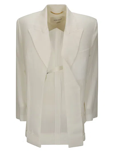 Victoria Beckham Fold Detail Tailored Jacket In White