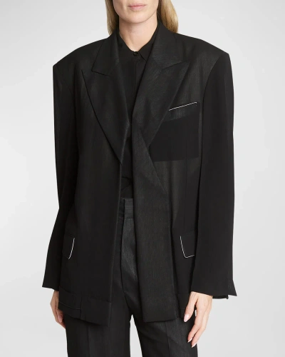 Victoria Beckham Fold-detail Tailored Oversized Jacket In Black