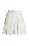 Victoria Beckham Fold-detail Wool Suiting Shorts In Ivory