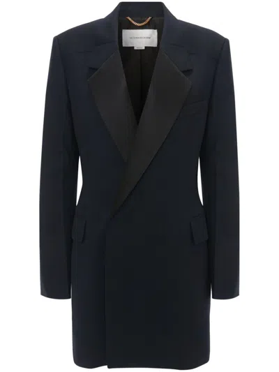 Victoria Beckham Fold-shoulder Blazer Mini Dress In Blue
