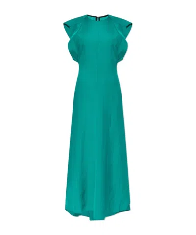 Victoria Beckham Sleeveless Gathered Waist Midi Dress In Green