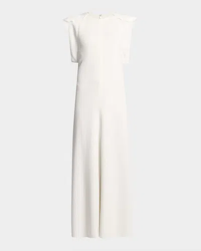 Victoria Beckham Folded Cap-sleeve Midi Dress In Ivory