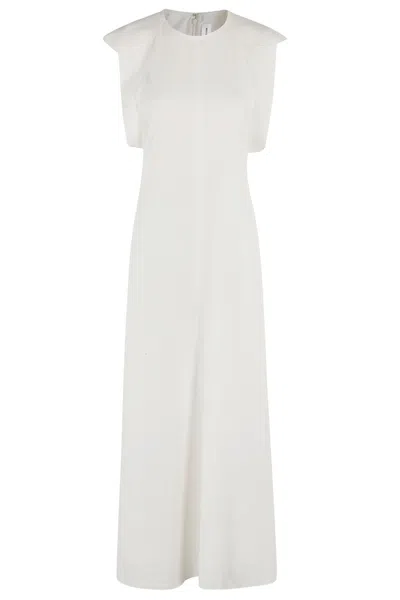 Victoria Beckham Folded Cap Sleeve Midi Dress In Ivory
