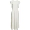 Victoria Beckham Folded Cap Sleeve Midid Dress In Ivory