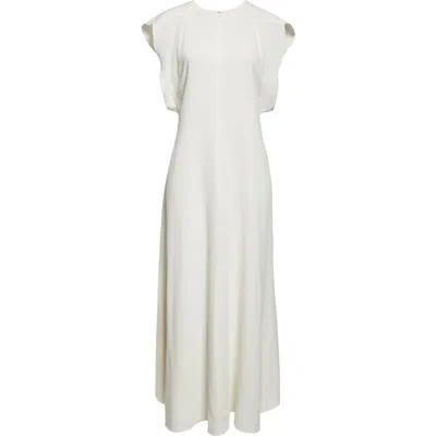 Victoria Beckham Folded Cap Sleeve Midid Dress In Yellow