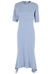 Victoria Beckham Womens Flared Short-sleeves Stretch-woven Blend Midi Dress Bluebell In Blue