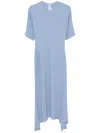 Victoria Beckham Womens Bluebell Flared Short-sleeves Stretch-woven Blend Midi Dress In Blue
