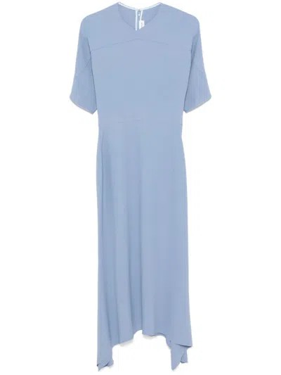 Victoria Beckham Womens Bluebell Flared Short-sleeves Stretch-woven Blend Midi Dress