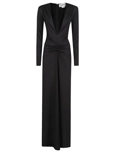 Victoria Beckham Form-fitting Evening Dress With Deep V-neckline In Blue
