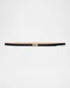 Victoria Beckham Frame B-logo Micro Leather Belt In Black