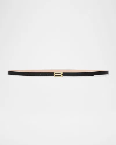 Victoria Beckham Frame B-logo Micro Leather Belt In Black