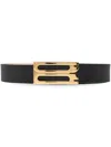 Victoria Beckham Grained Calfskin Belt With Gold Metal Buckle