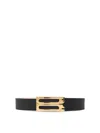 Victoria Beckham Frame Belt Black Grained Calfskin Belt In Black