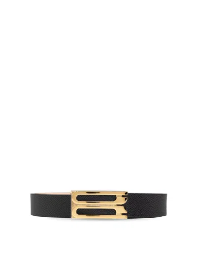 Victoria Beckham Frame Belt Black Grained Calfskin Belt