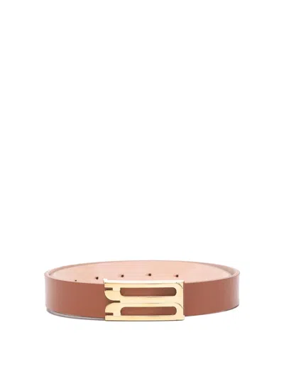 Victoria Beckham Frame Leather Belt In Brown