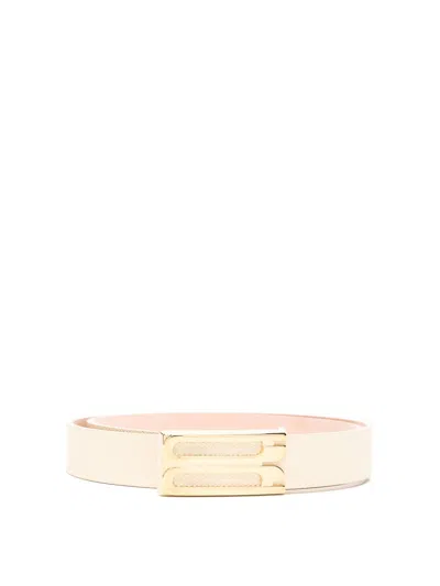 Victoria Beckham Frame Belt Ivory Grained Calfskin Belt In White