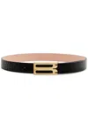 Victoria Beckham Frame Crocodile-effect Leather Belt In Black