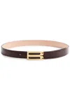 Victoria Beckham Frame Crocodile-effect Leather Belt In Dark Brown